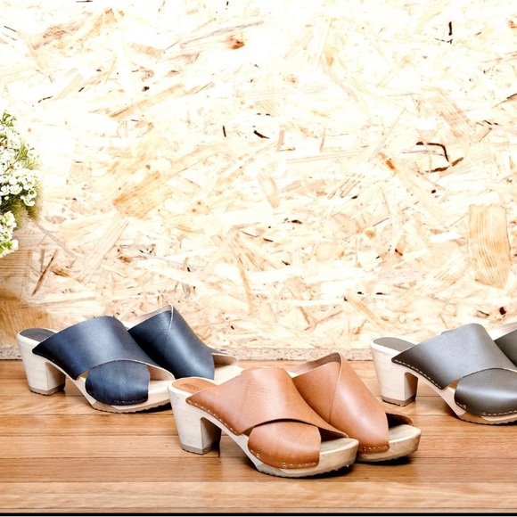 Bosabo leather Heeled wooden clogs handmade in France size 7 - Picture 3 of 12